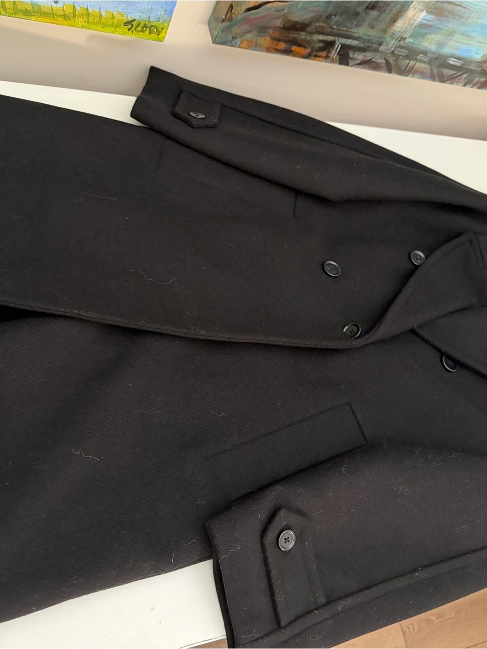 Mango Women's Black Double-Breasted Pea Coat